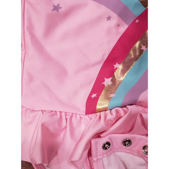 Cat & Jack Pink Rainbow Zip Back Long Sleeved Ballerina Tutu Onesie - Size 2T - Picture 4 of 7